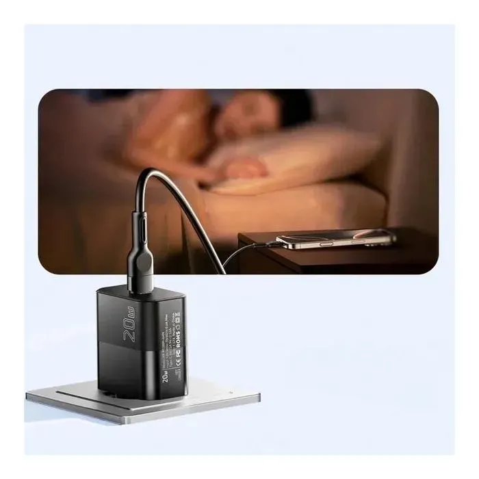 Зарядное устройство Essager USB-C PD20W + cable USB-C to USB-C 60W black (E20JSB1-SYTT1-T) изображение 7
