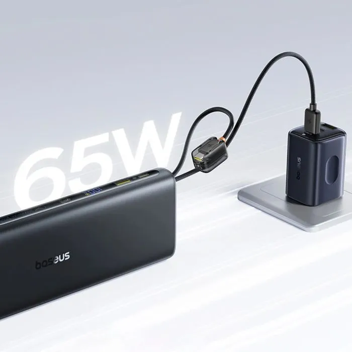 Батарея универсальная Baseus 25000mAh EnerFill FC41 145W Digital Display Built-in Dual USB-C Cable (E0028H03) изображение 7
