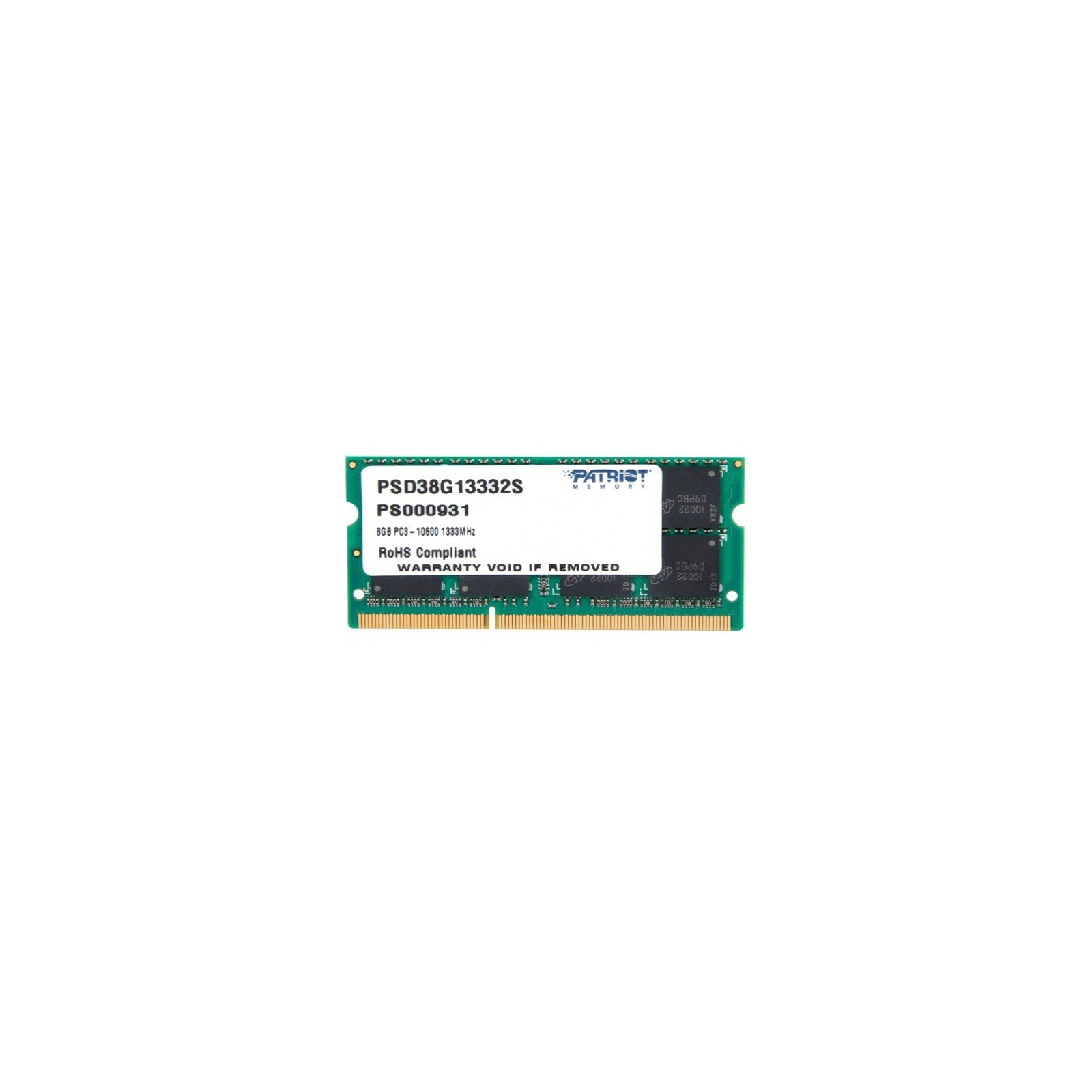 Модуль пам'яті для ноутбука SoDIMM DDR3 8GB 1333 MHz Patriot (PSD38G13332S)