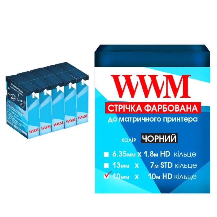 Лента к принтерам 10мм х 10м Refill HD к. Black*5шт WWM (R10.10H5)
