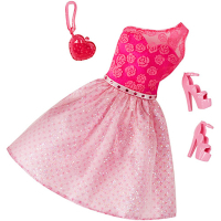 Аксессуар к кукле Barbie Розовое платье с клатчем-сердечком (CFX92-5)