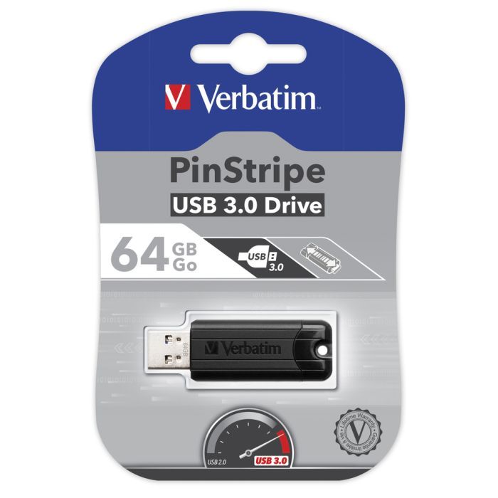 USB флеш накопитель Verbatim 32GB PinStripe Black USB 3.0 (49317) изображение 5