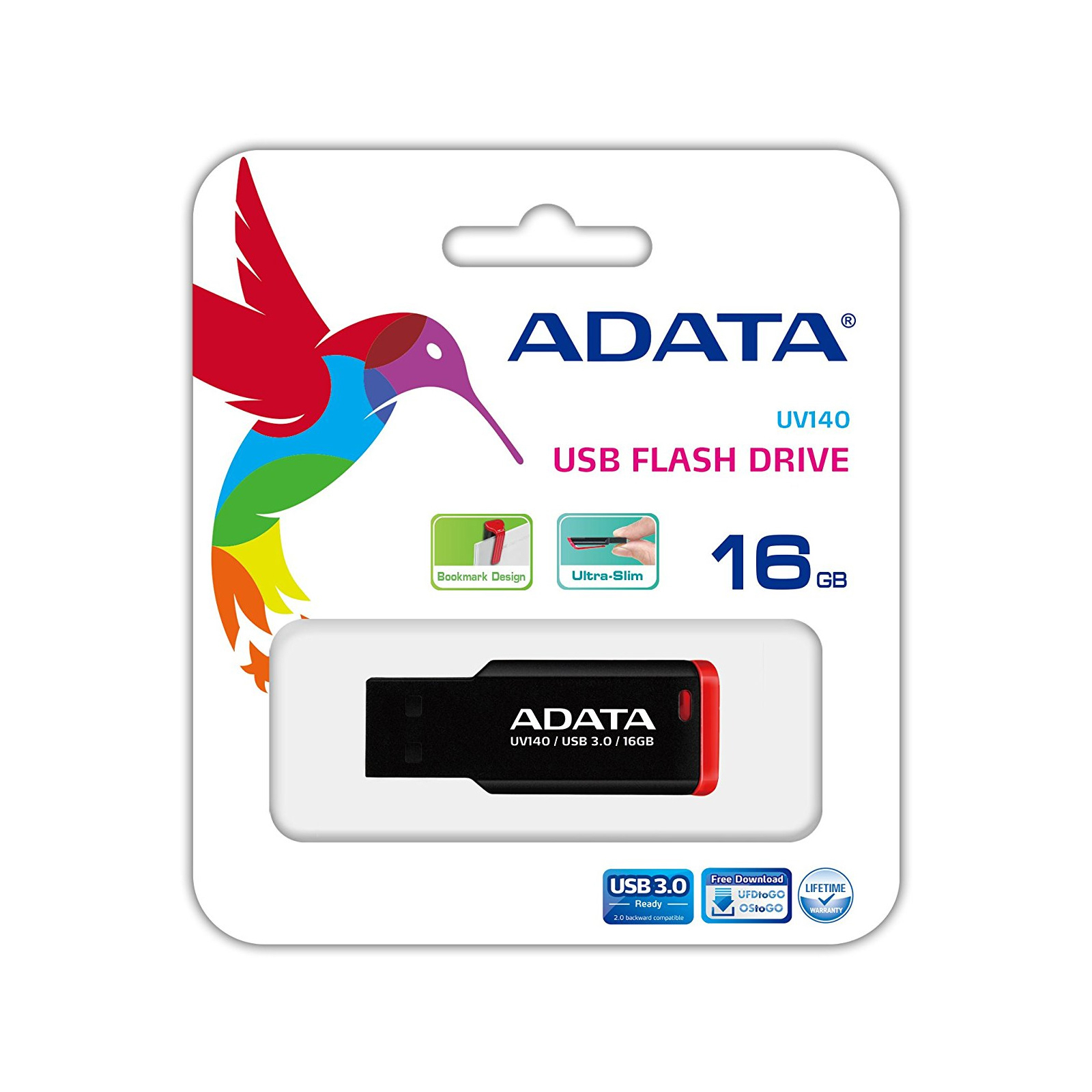 USB флеш накопитель ADATA 16GB UV140 Black+Blue USB 3.0 (AUV140-16G-RBE) изображение 5