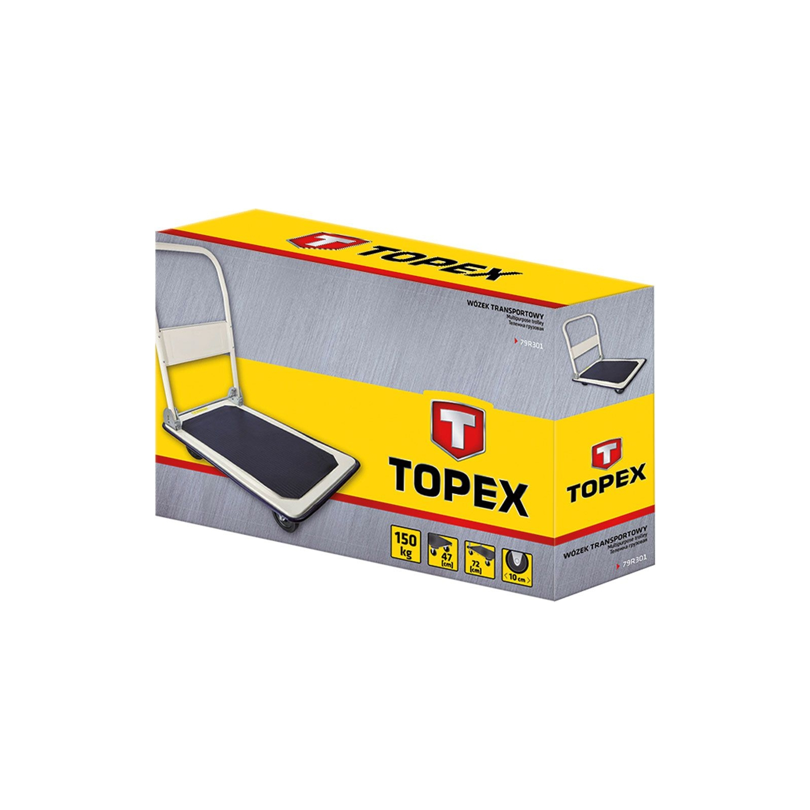 Візок вантажний Topex до 150 кг, 72x47х82 см (79R301) зображення 2