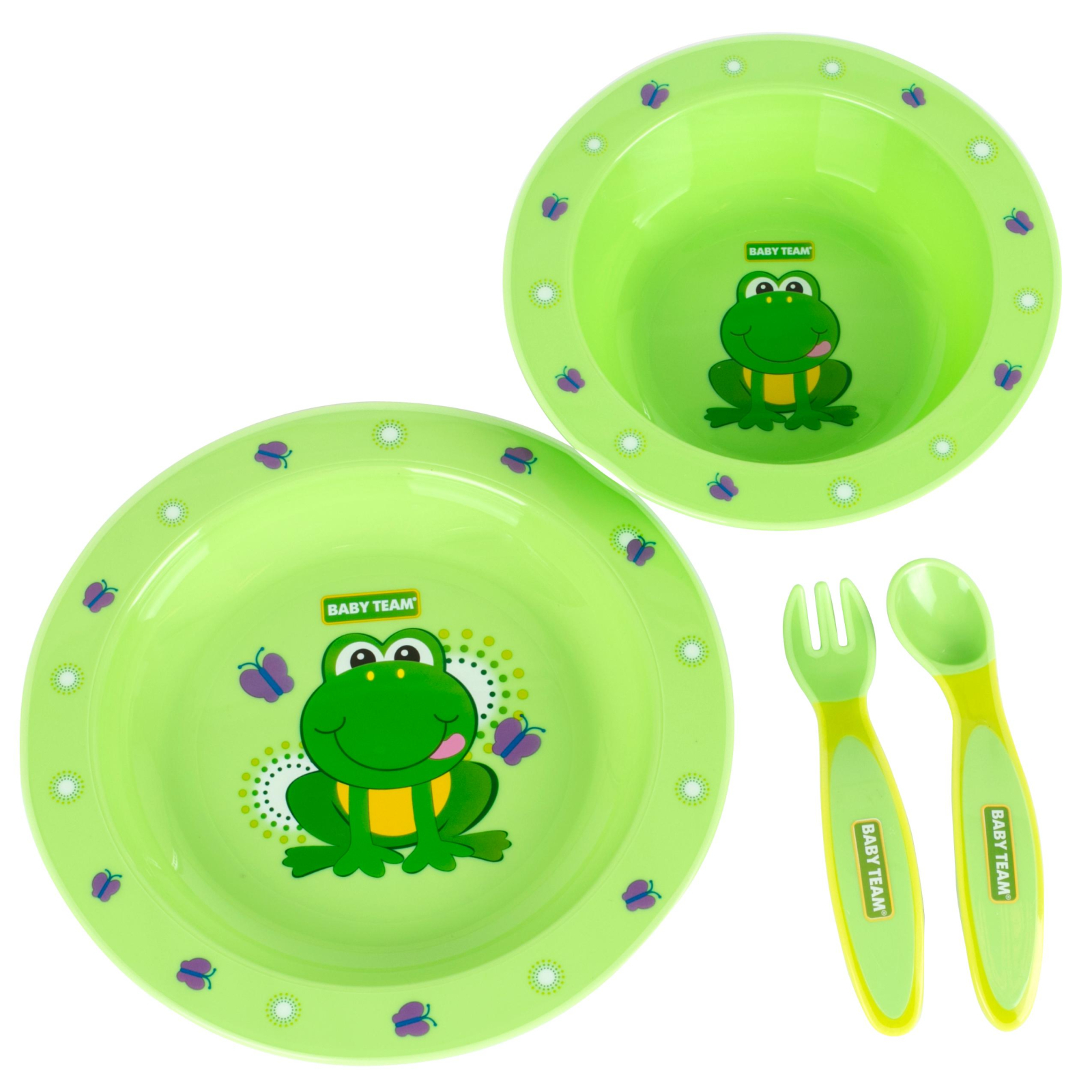 Набор детской посуды Baby Team 4 ед. зеленый (6010 лягушонок) изображение 3