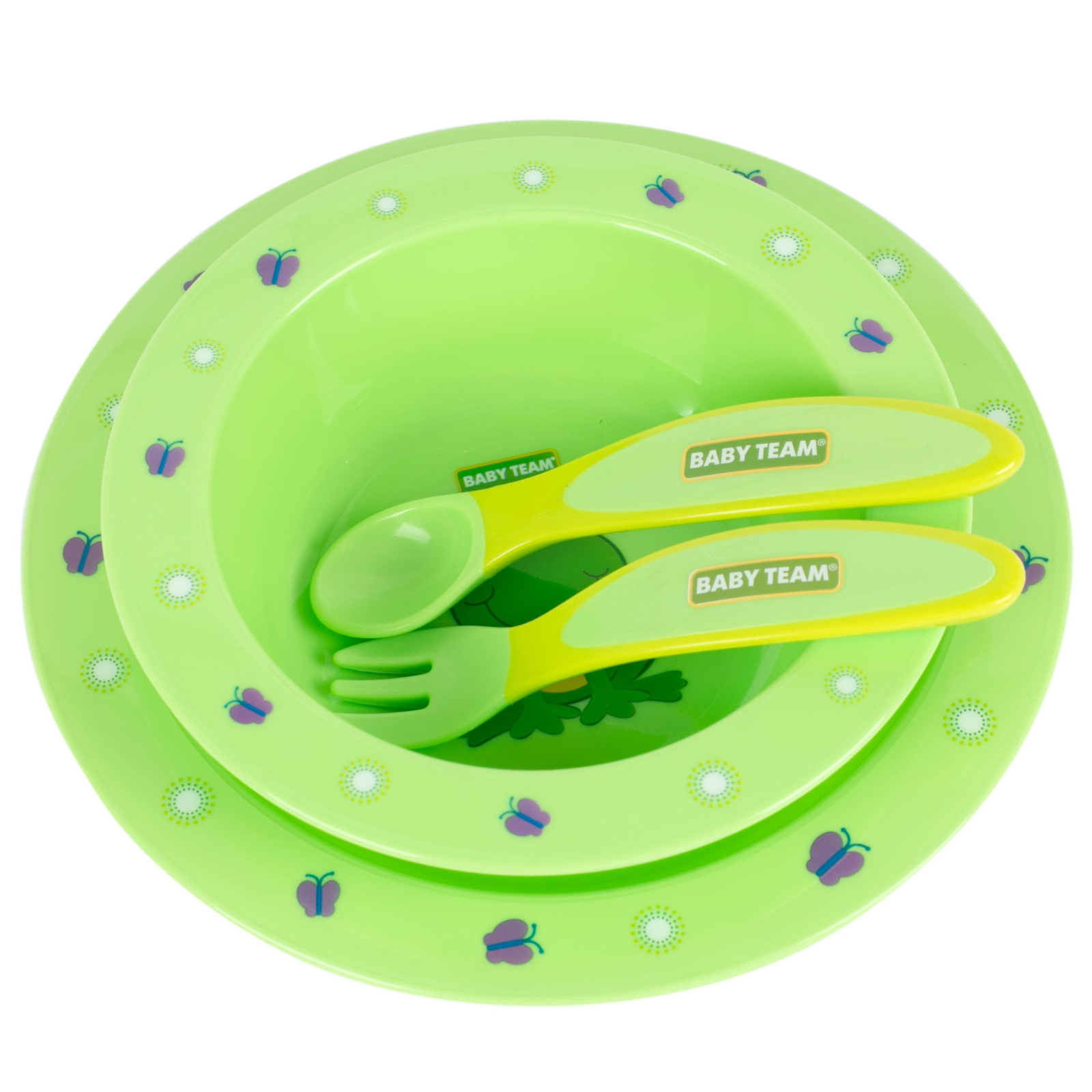Набор детской посуды Baby Team 4 ед. зеленый (6010 лягушонок)