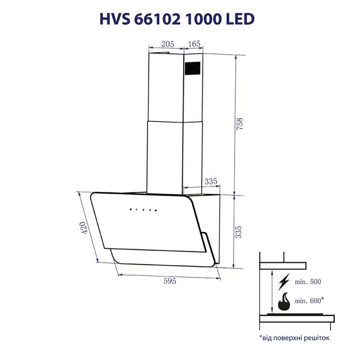Вытяжка кухонная Minola HVS 66102 BL 1000 LED изображение 8