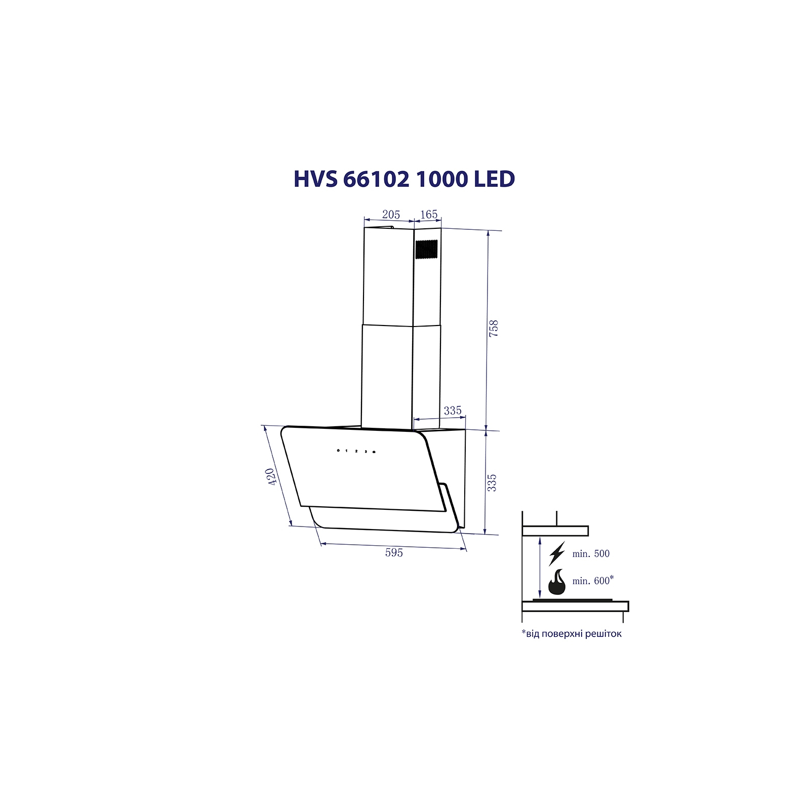 Витяжка кухонна Minola HVS 66102 BL 1000 LED зображення 8