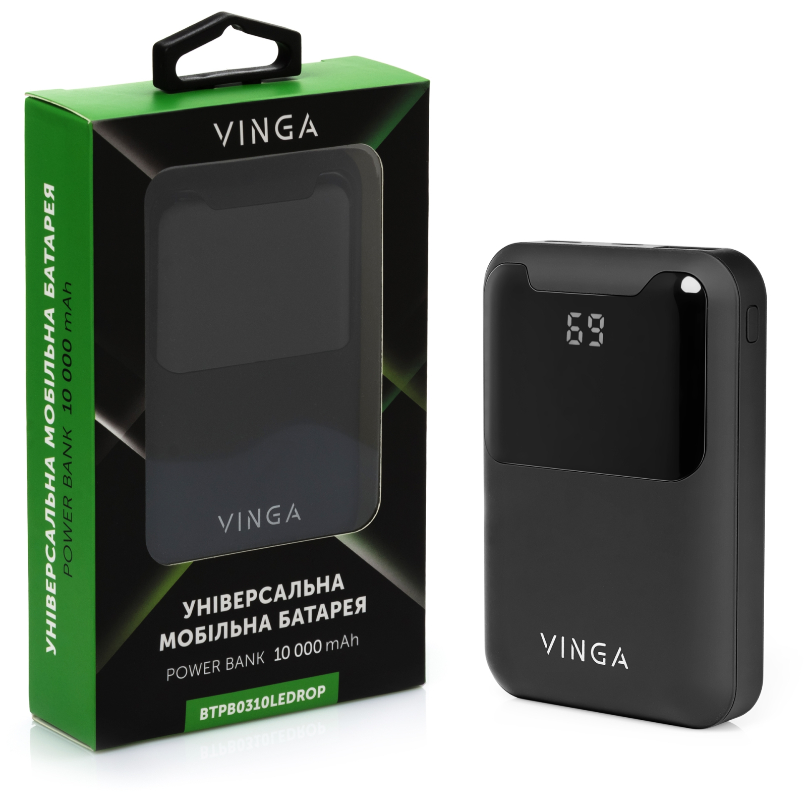 Батарея универсальная Vinga 10000 mAh Display soft touch black (BTPB0310LEDROBK) изображение 4