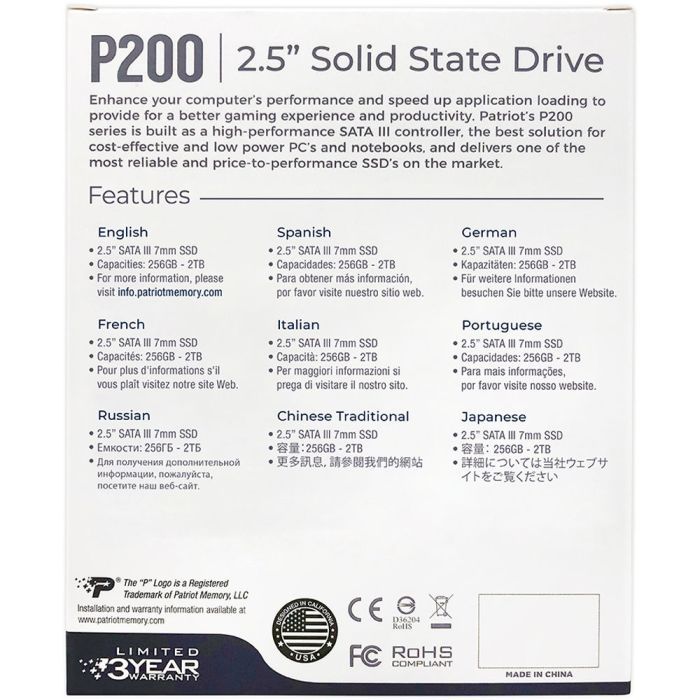 Накопитель SSD 2.5" 256GB Patriot (P200S256G25) изображение 6