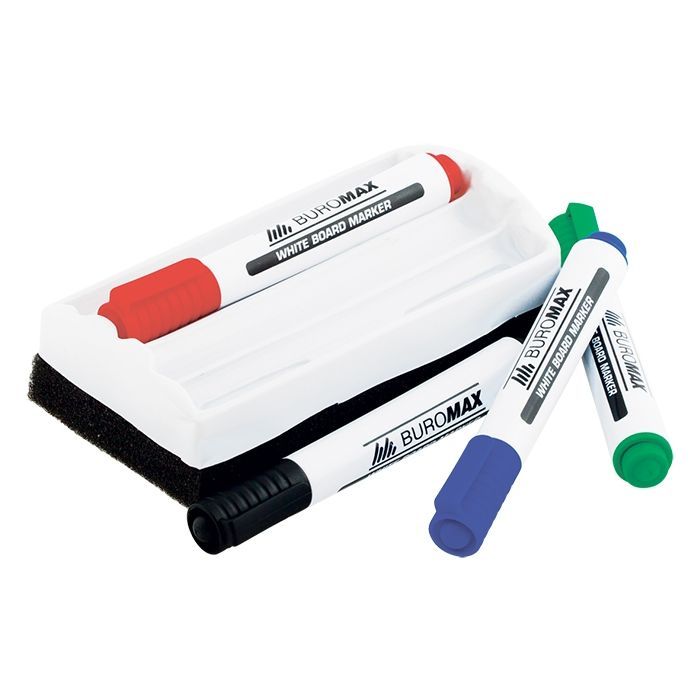 Набір маркерів Buromax JOBMAX Board, SET*4шт+губка (BM.8800-84) зображення 2