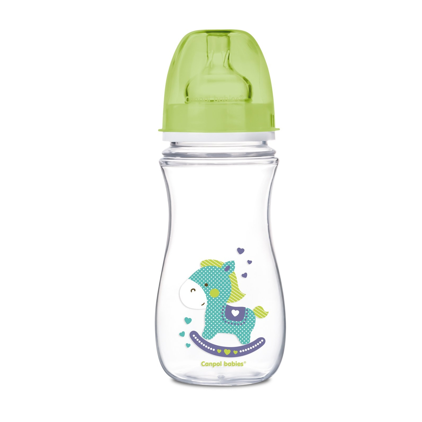 Пляшечка для годування Canpol babies антиколькова EasyStart - Toys з широким отвором 300 мл (35/222_gre)