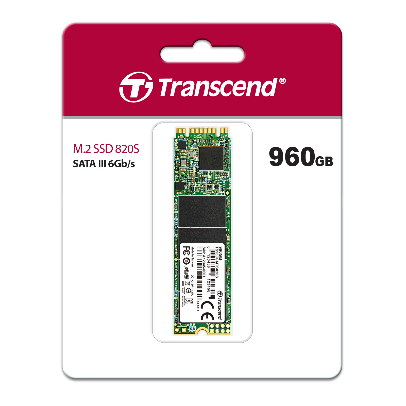 Накопитель SSD M.2 2280 960GB Transcend (TS960GMTS820S) изображение 3