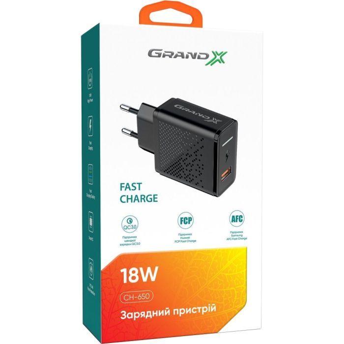 Зарядное устройство Grand-X Fast Charge 3-в-1 Quick Charge 3.0, FCP, AFC, 18W CH-650 (CH-650) изображение 5