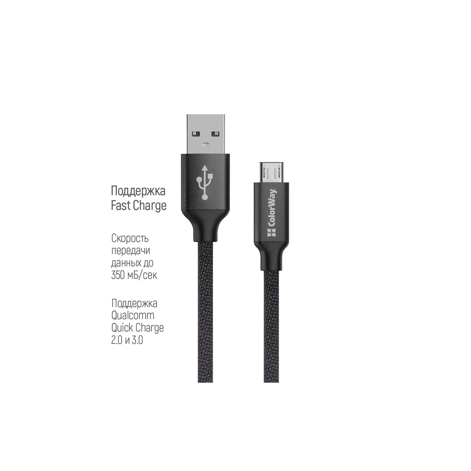 Дата кабель USB 2.0 AM to Micro 5P 2.0m mint ColorWay (CW-CBUM009-MT) изображение 3