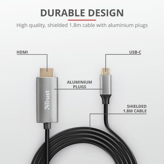 Переходник Trust Calyx USB-C to HDMI Adapter Cable (23332_TRUST) изображение 5