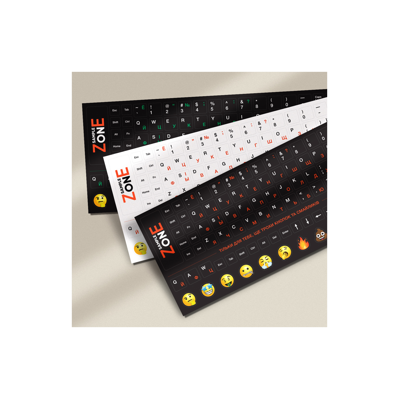 Наклейка на клавіатуру SampleZone непрозора чорна, біло-помаранчевий (SZ-BK-RS) зображення 7