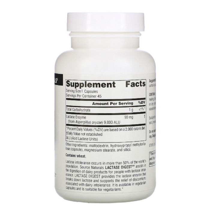Витаминно-минеральный комплекс Source Naturals Лактаза, 30 мг, Lactase Digest, 45 капсул (SN2366) изображение 2