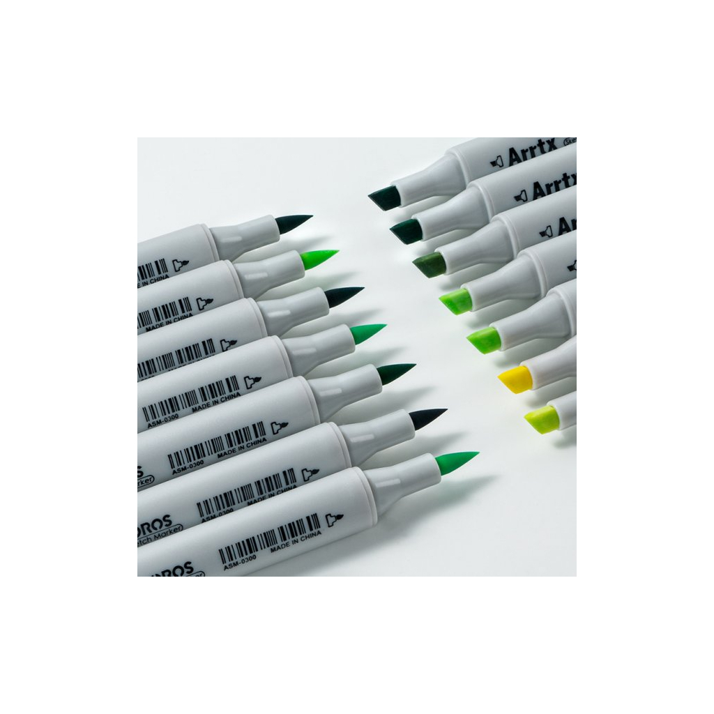 Художественный маркер Arrtx Спиртовые Oros ASM-03GN 24 цвета, зеленые оттенки (LC302512) изображение 3