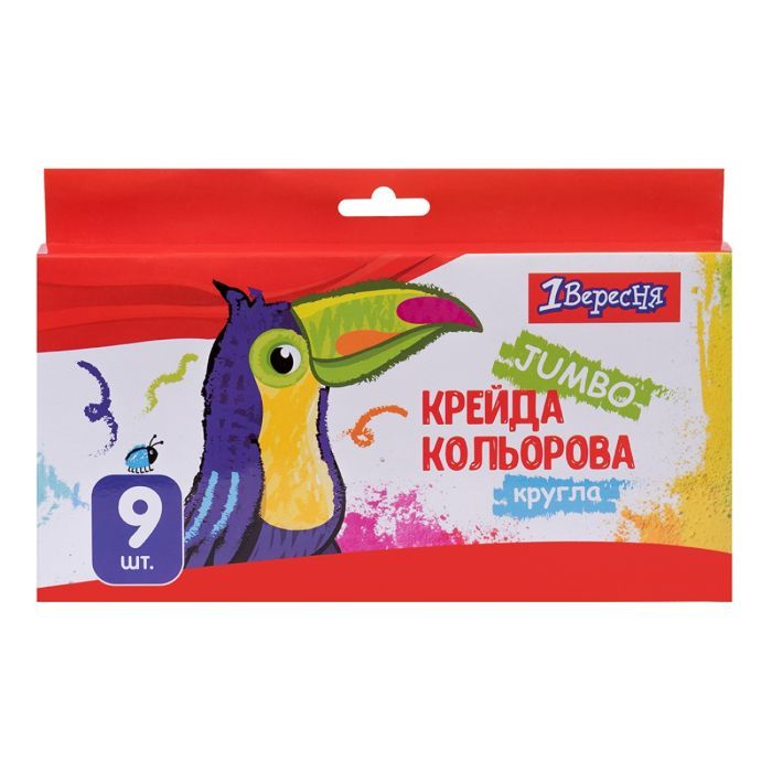 Мел 1 вересня цветной 9 шт. JUMBO "Zoo Land" (400447)