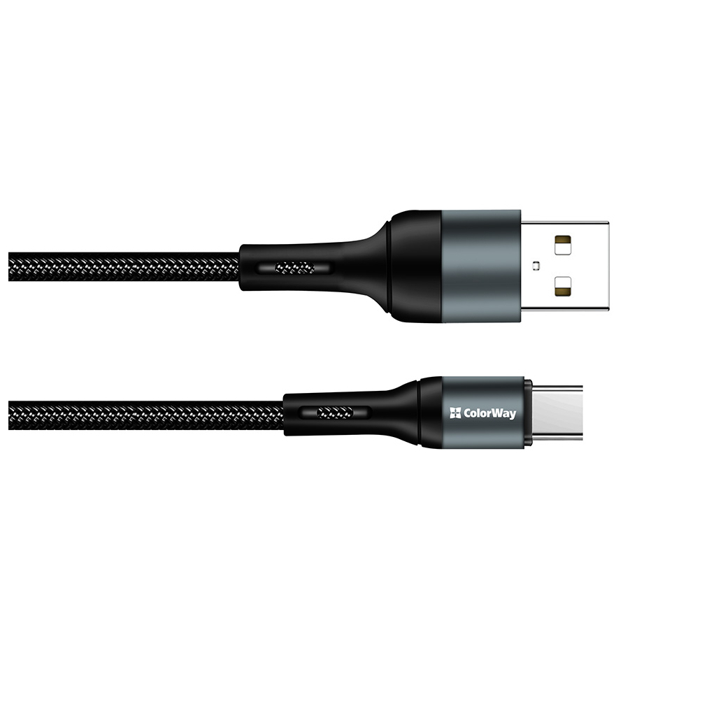Дата кабель USB 2.0 AM to Type-C 1.0m nylon black ColorWay (CW-CBUC045-BK) зображення 4