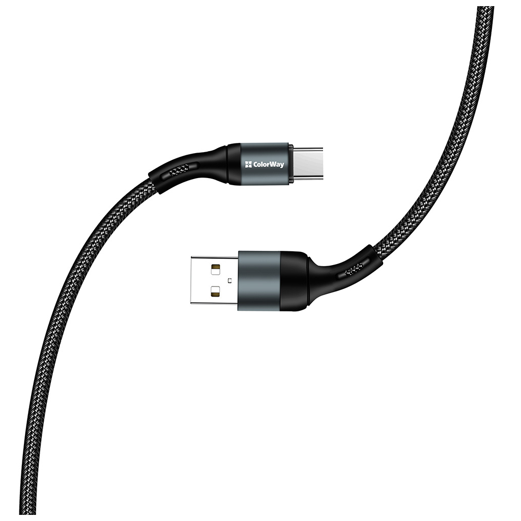 Дата кабель USB 2.0 AM to Type-C 1.0m nylon black ColorWay (CW-CBUC045-BK) изображение 6