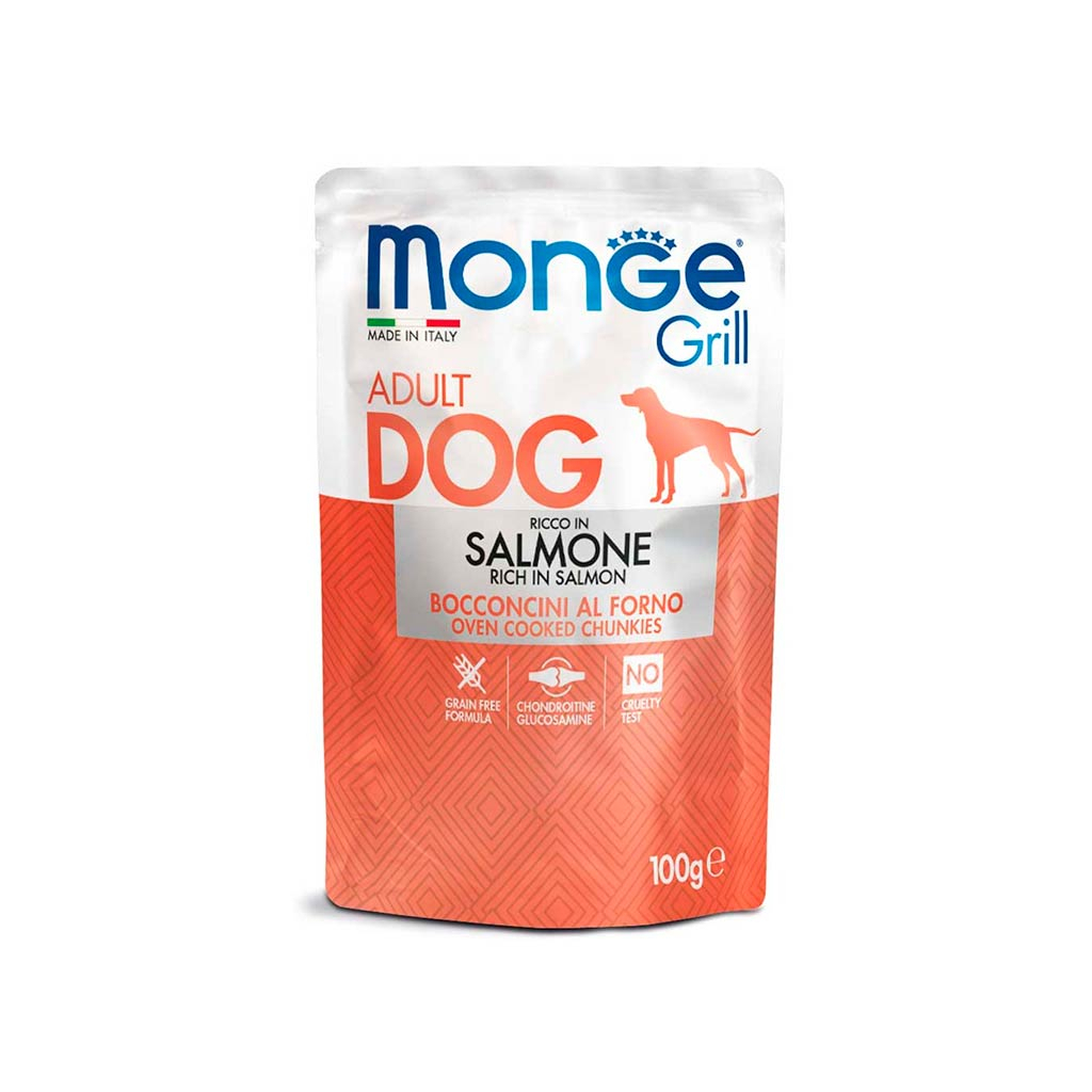 Вологий корм для собак Monge Dog Grill з лососем 100 г (8009470013123)
