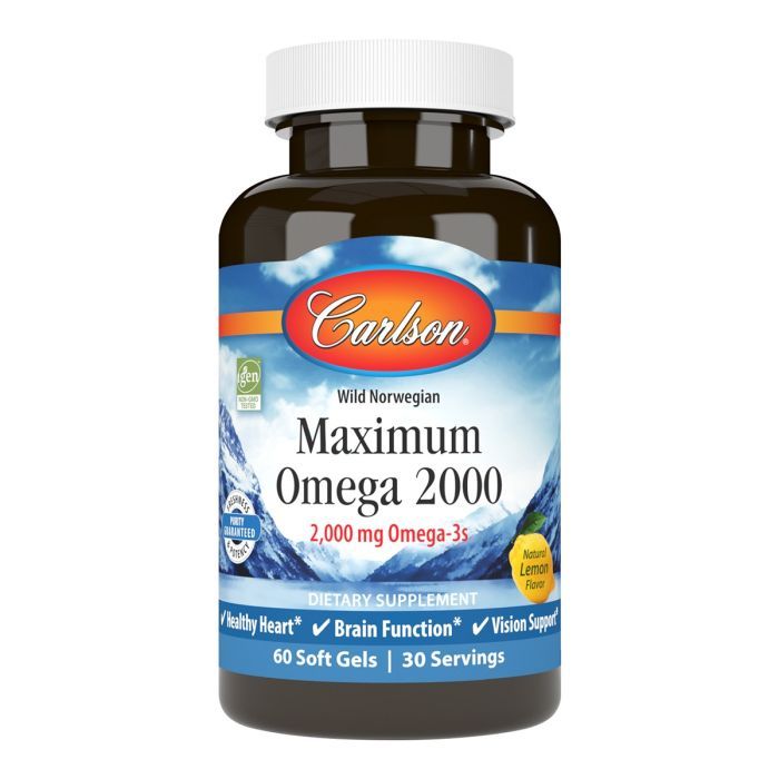 Жирные кислоты Carlson Омега Максимум 2000, Вкус Лимона, Maximum Omega 2000, 60 же (CL17200)