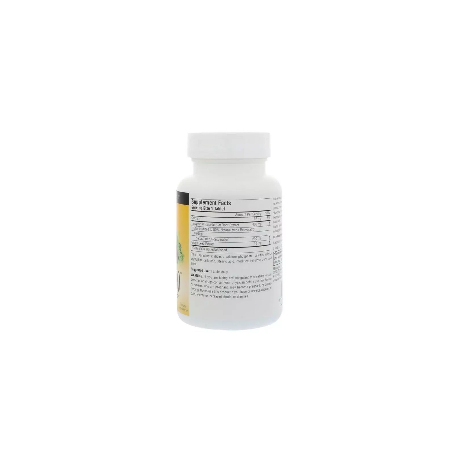 Антиоксидант Source Naturals Ресвератрол, 200 мг, Resveratrol, 30 таблеток (SN2292) изображение 2