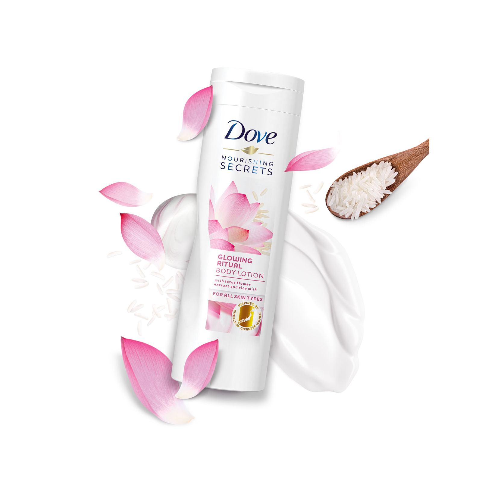 Лосьон для тела Dove сияние с экстрактом цветка лотоса и рисовым молочком 250 мл (8710908777004) изображение 4