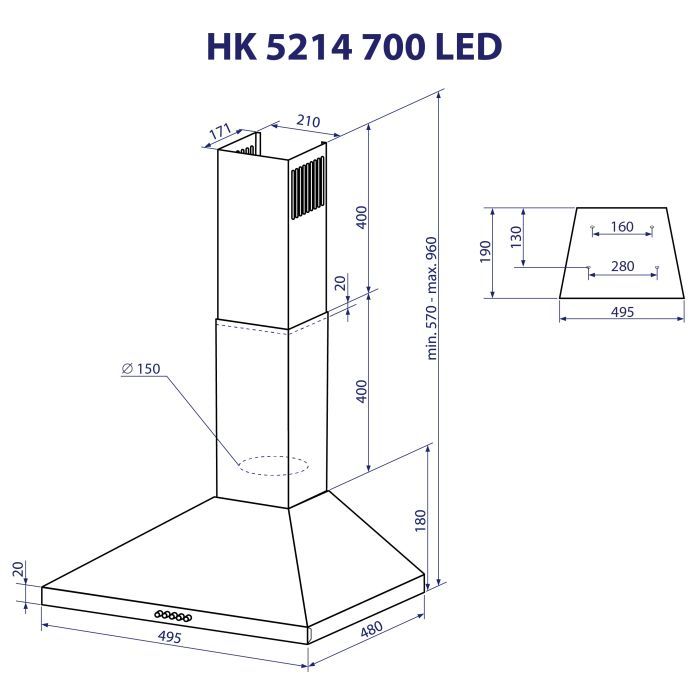 Витяжка кухонна Minola HK 5214 I 700 LED зображення 11