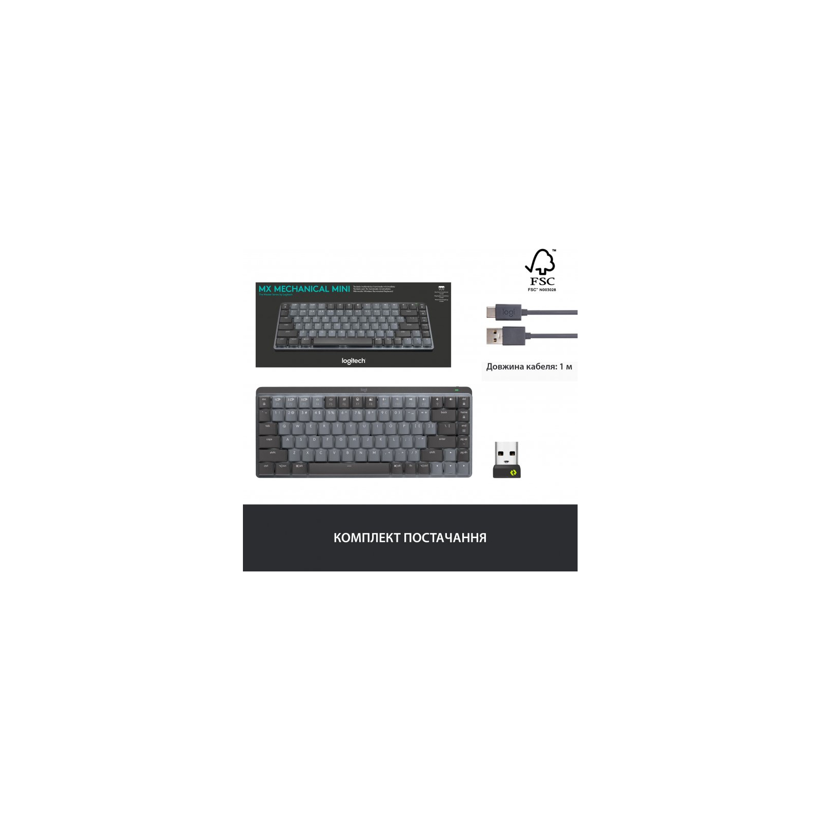 Клавіатура Logitech MX Mechanical Mini Illuminated UA Graphite (920-010782) зображення 9