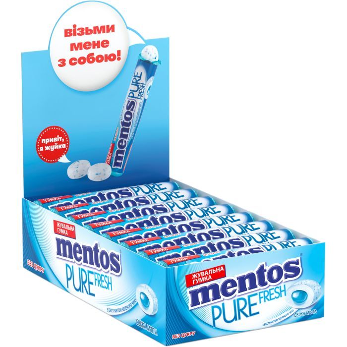 Жевательная резинка Mentos Pure Fresh со вкусом мяты 15.57 г (8935001725428)