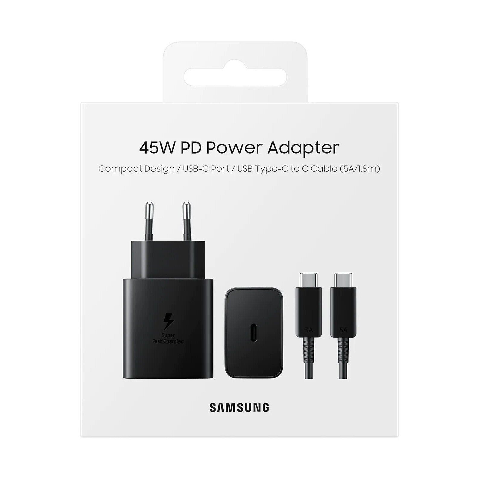 Зарядное устройство Samsung 45W Compact Power Adapter (w C to C Cable) Black (EP-T4510XBEGRU) изображение 5