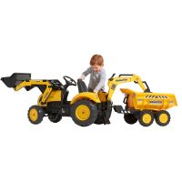 Веломобиль Falk Komatsu трактор на педалях с прицепом, передним и задним ковшом Желтый (2086W) изображение 2