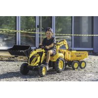 Веломобиль Falk Komatsu трактор на педалях с прицепом, передним и задним ковшом Желтый (2086W) изображение 6