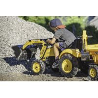 Веломобиль Falk Komatsu трактор на педалях с прицепом, передним и задним ковшом Желтый (2086W) изображение 7