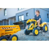 Веломобиль Falk Komatsu трактор на педалях с прицепом, передним и задним ковшом Желтый (2086W) изображение 8
