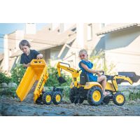 Веломобиль Falk Komatsu трактор на педалях с прицепом, передним и задним ковшом Желтый (2086W) изображение 9