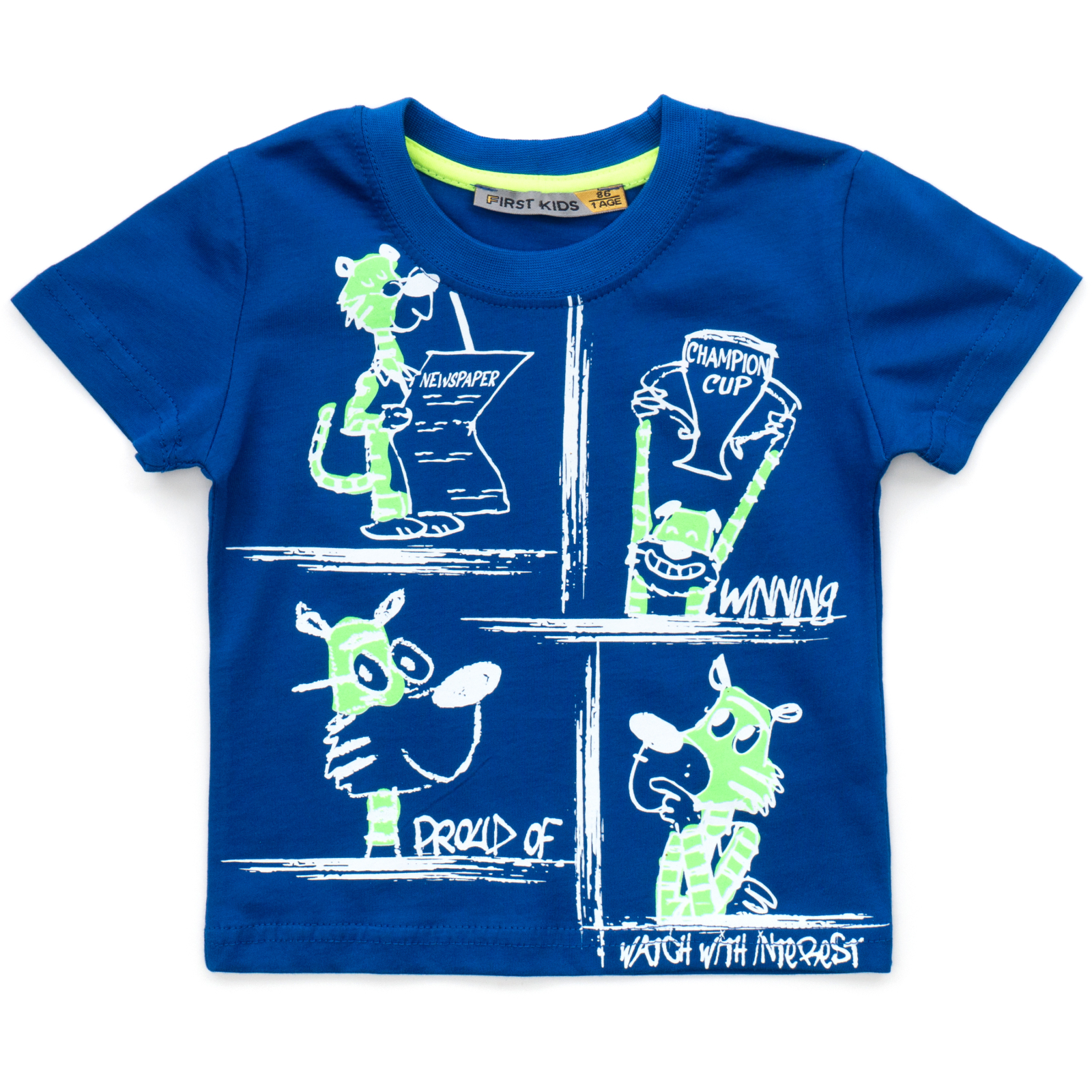 Футболка дитяча First kids з коміксами (2028-86B-blue)