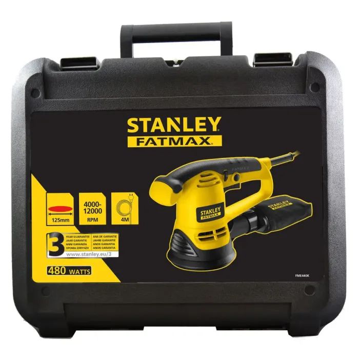 Шліфувальна машина Stanley FatMax, 480W, 4000-12000 об/хв, диск 125 мм, 3,9 кг, кейс (FME440K) зображення 3