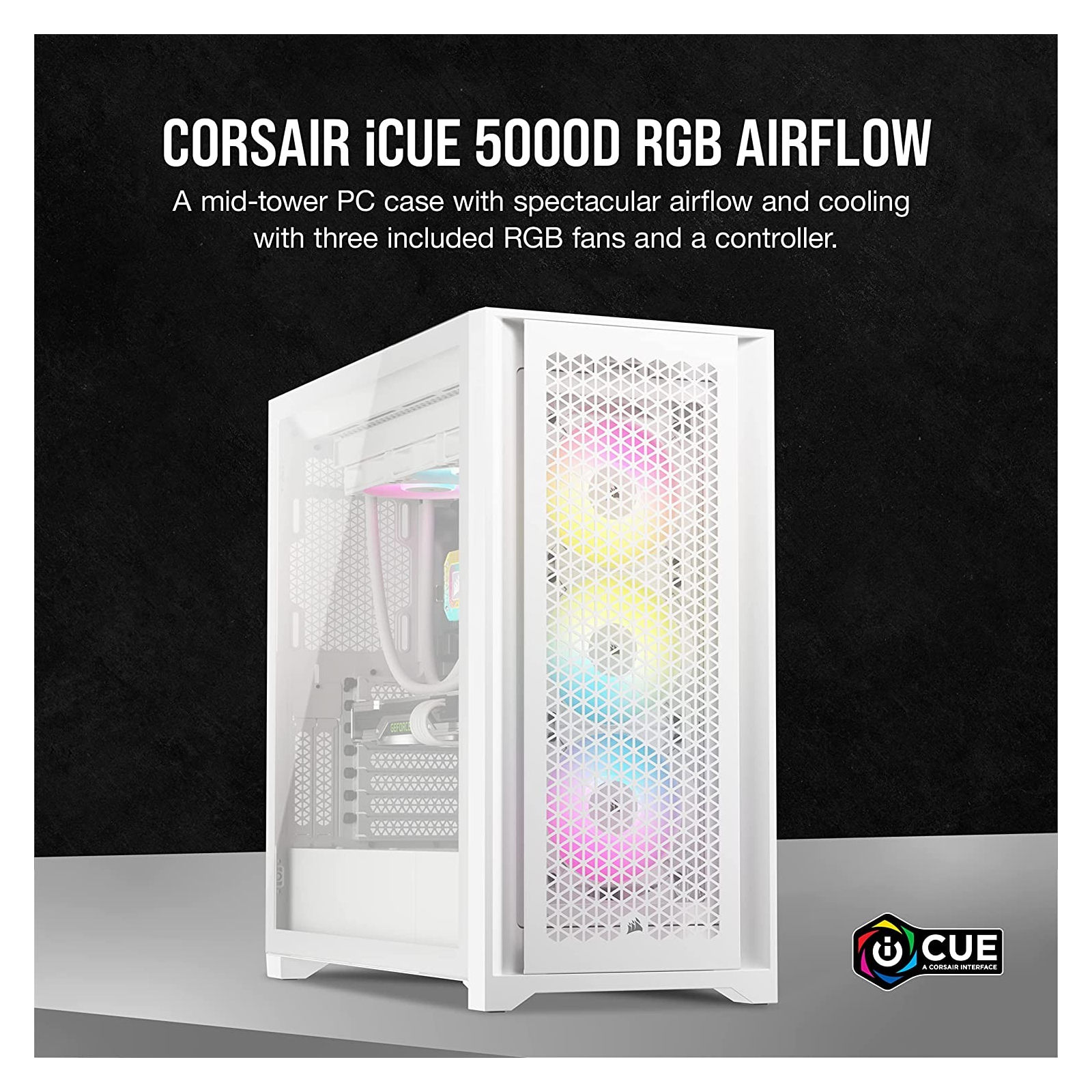 Корпус Corsair iCUE 5000D RGB AirFlow Tempered Glass White (CC-9011243-WW) изображение 7