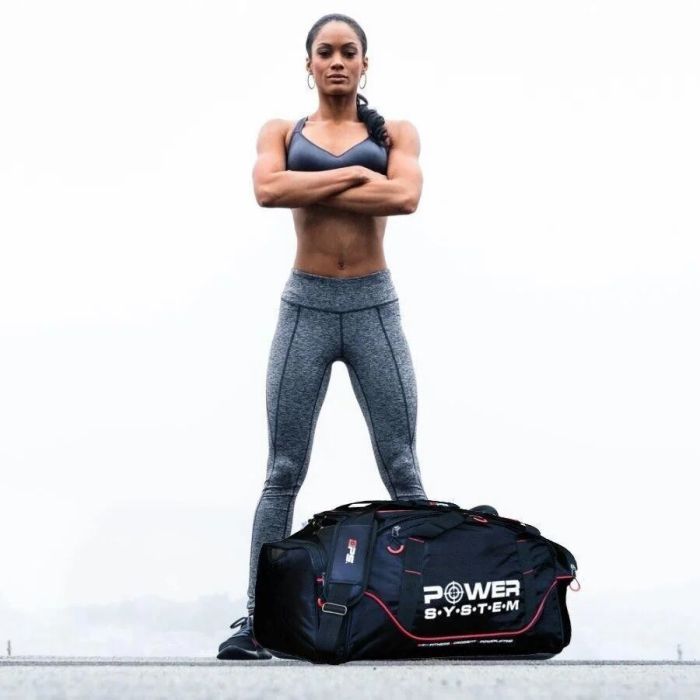 Сумка дорожная Power System PS-7010 Gym Bag Magna Чорно-Червона (7010BR-4) изображение 4