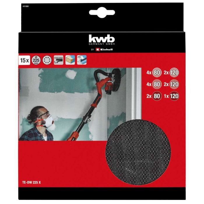 Наждачная бумага Einhell KWB 15 шт, 225 мм круги к TE-DW 225 X (491066) изображение 3