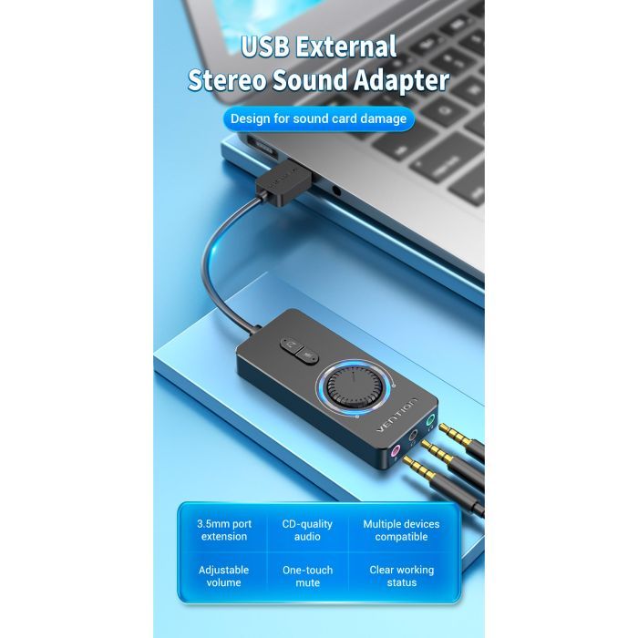 Звуковая плата Vention Audio USB 3х3,5mm jack 0.15m Volume Control (CDRBB) изображение 3