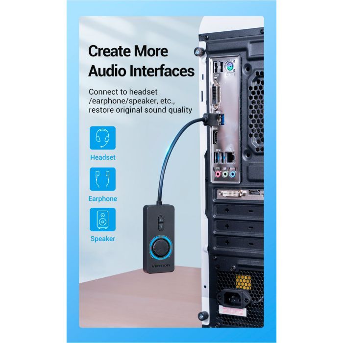Звуковая плата Vention Audio USB 3х3,5mm jack 0.15m Volume Control (CDRBB) изображение 6