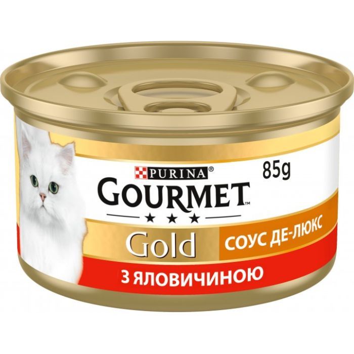 Вологий корм для кішок Purina Gourmet Gold. Соус Де-Люкс з яловичиною 85 г (7613036705134)
