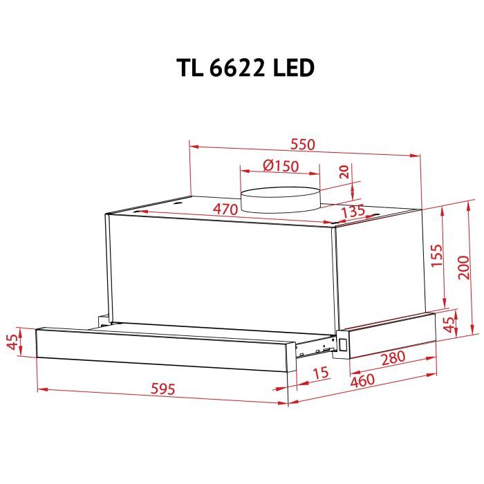 Витяжка кухонна Perfelli TL 6622 I 1000 LED зображення 12