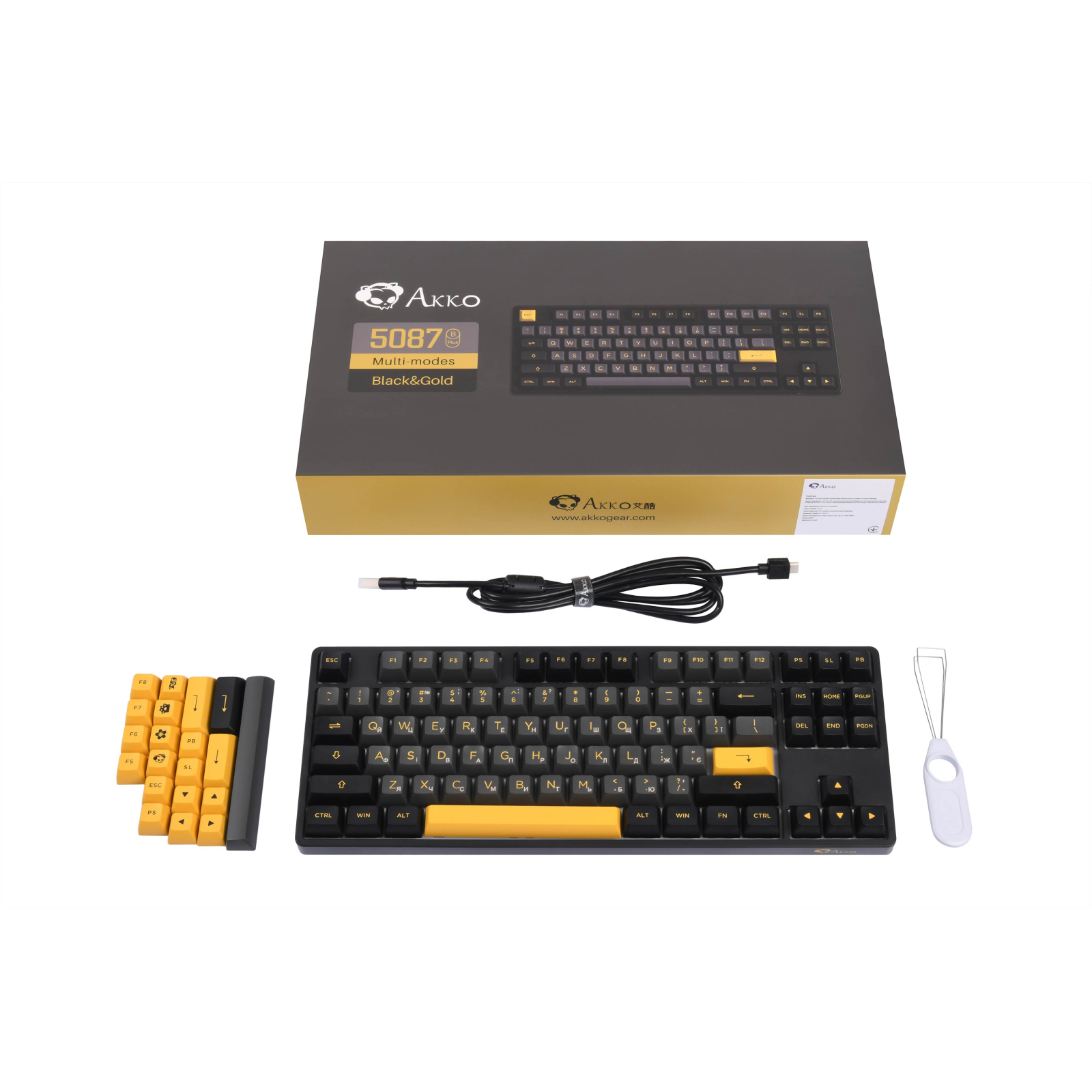 Клавіатура Akko 5087B Plus Black Gold 87Key CS Silver Hot-swappable UA RGB Black (6925758620291) зображення 2