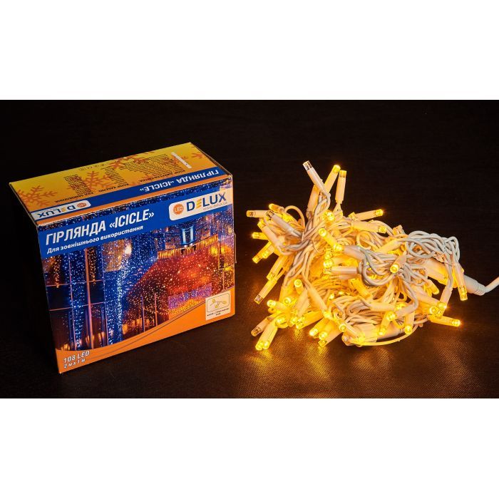 Гирлянда Delux ICICLE flash 108LED 2 х 1 м желтый/белый IP44 EN (90012941) изображение 2